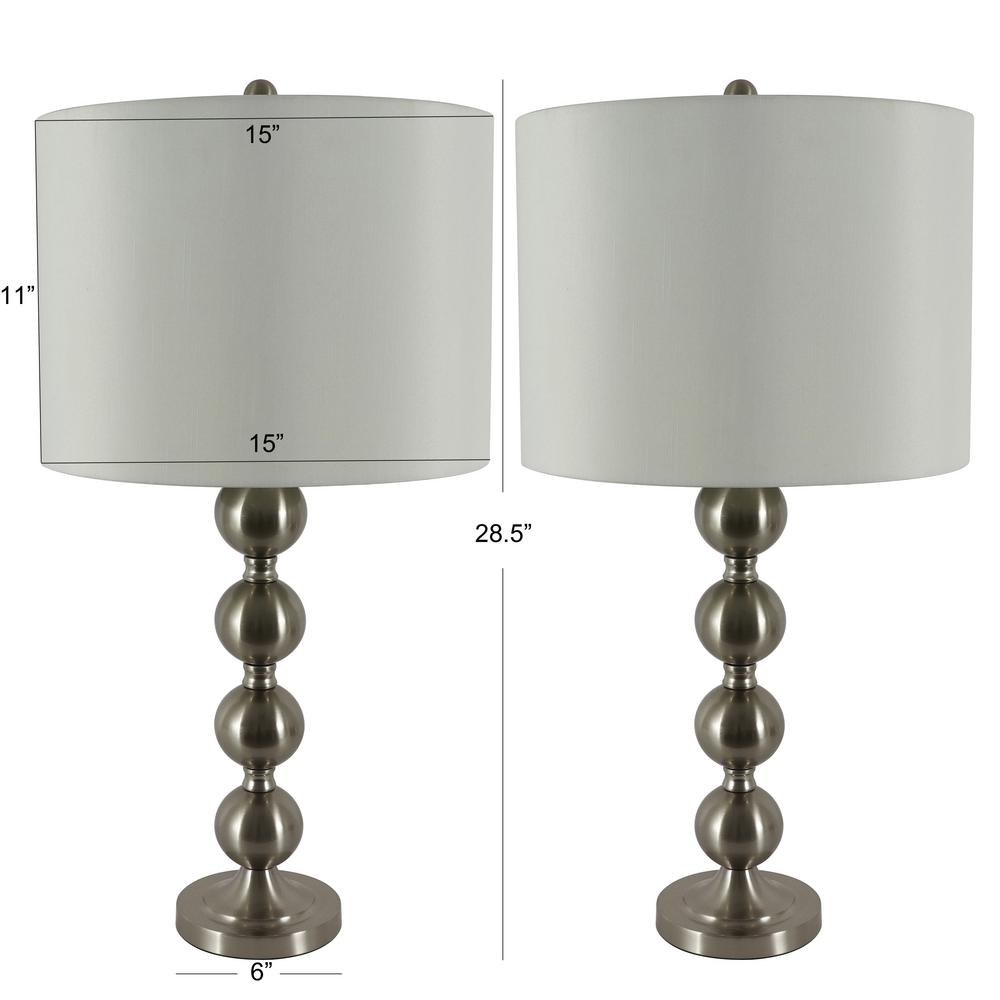 Decor Therapy Sadie 28 In Brushed Steel Stacked Ball Table Lamp With Shade Set Of 2