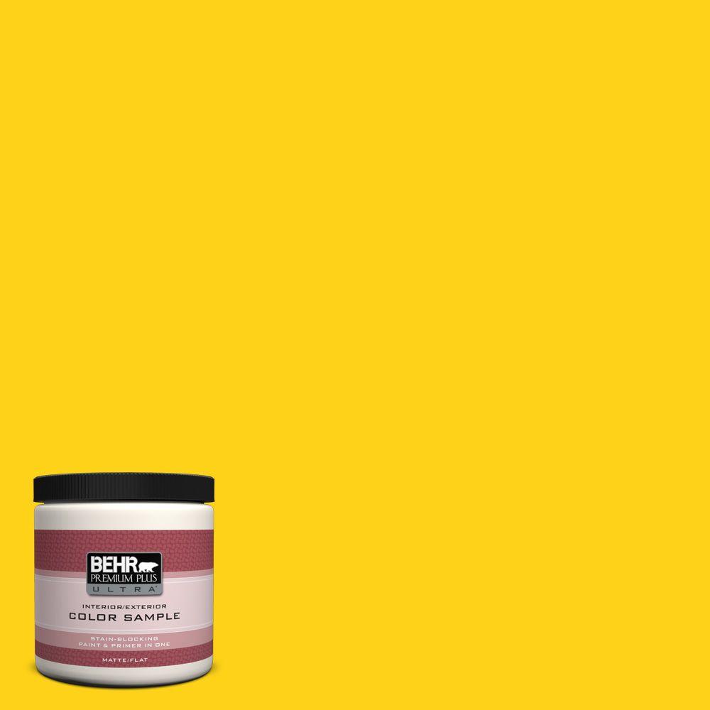 Behr Premium Plus Ultra 8 Oz S G 390 Lemon Zest Matte Interior S G 390 Lemon Zest Matte Interior Exterior Paint And Primer In One Sample