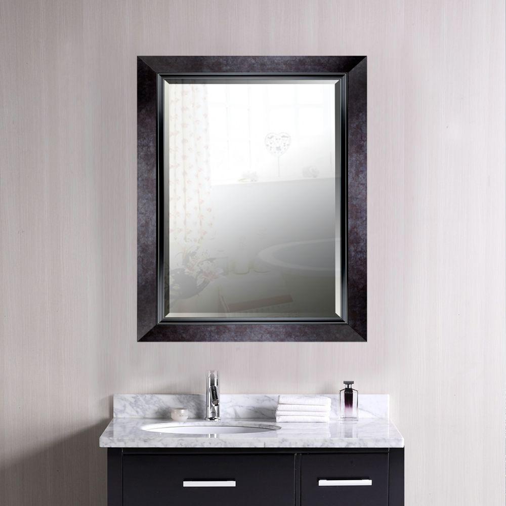 35.25 in. H x 27.25 in. W Black Marble Style Frame with Liner Beveled