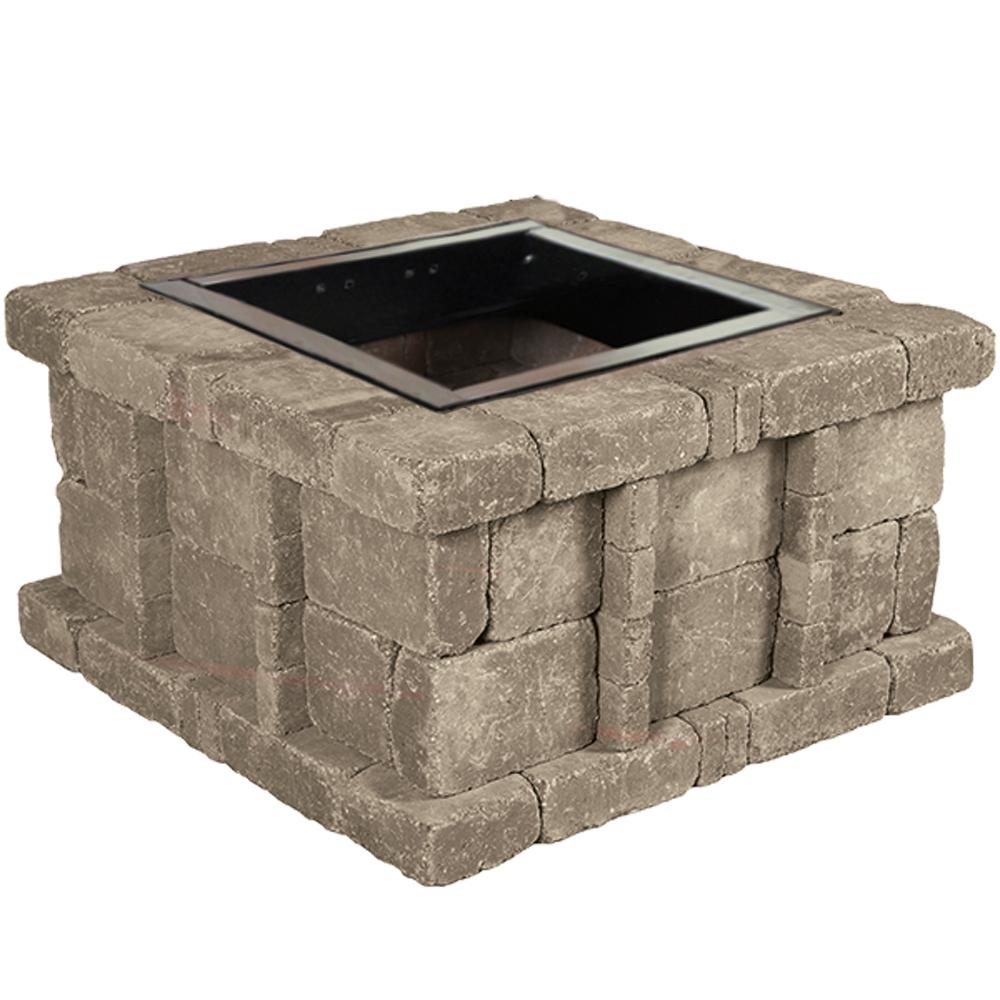 RumbleStone 38.5 in. x 21 in. Square Concrete Fire Pit Kit No. 5 in Greystone