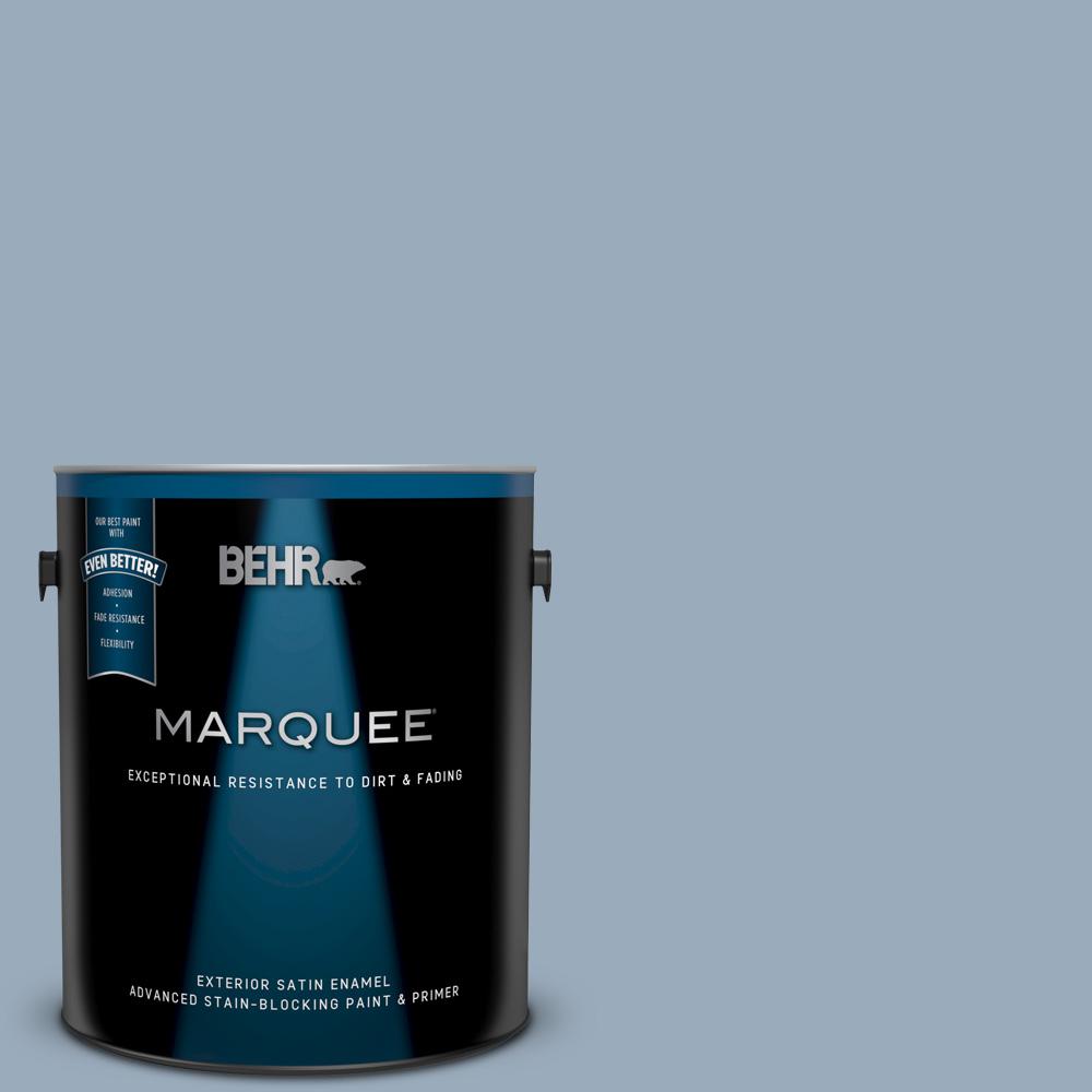 BEHR MARQUEE 1 gal. 570F4 Blue Willow Satin Enamel Exterior Paint and Primer in One945401