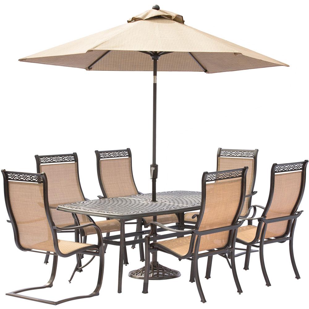 Hanover Manor 7-Piece Aluminum Rectangular Outdoor Dining Set with 2 Spring... by Hanover