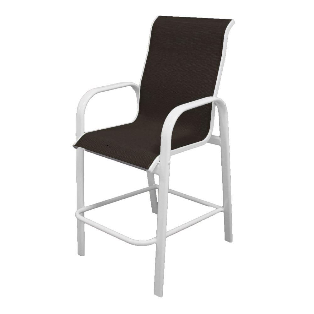 Marco Island White Commercial Grade Aluminum Sling Outdoor Bar Stool Marco Island White Commercial Grade Aluminum Sling Outdoor Bar Stool In Metallica Smoke