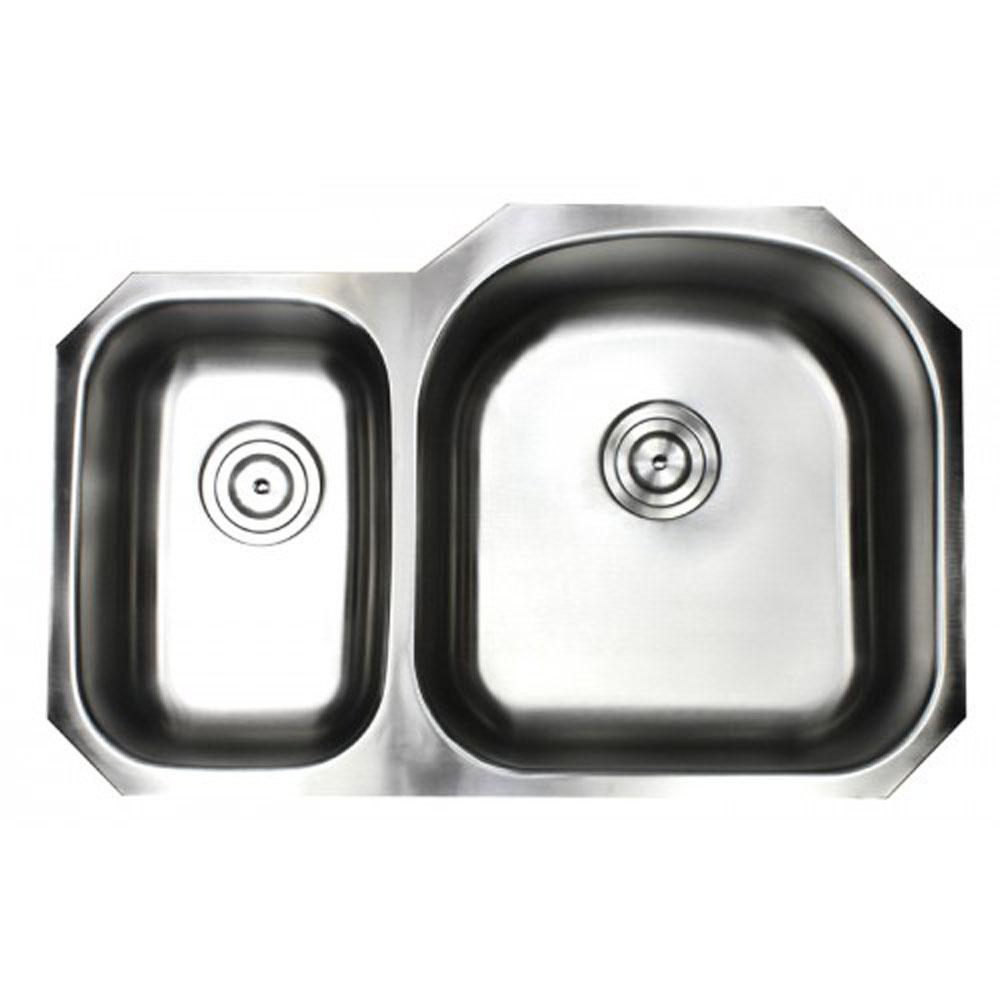 Emoderndecor Undermount 16 Gauge Stainless Steel 31 1 2 In X 20 9 30 70 Offset Double Bowl Kitchen Sink