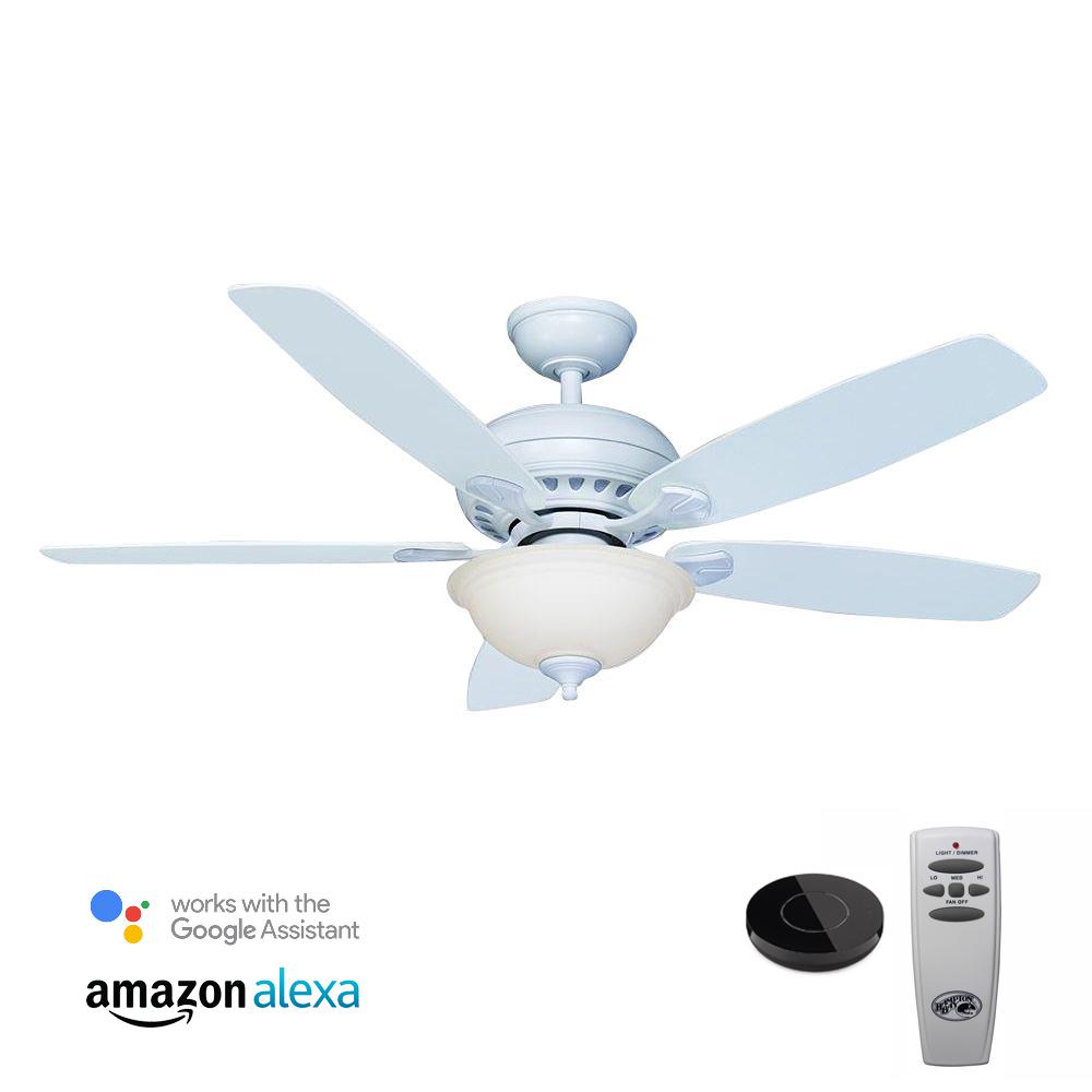 Hampton Bay Southwind 52 In Led Matte White Ceiling Fan With Light Led Matte White Ceiling Fan With Light Kit Works
