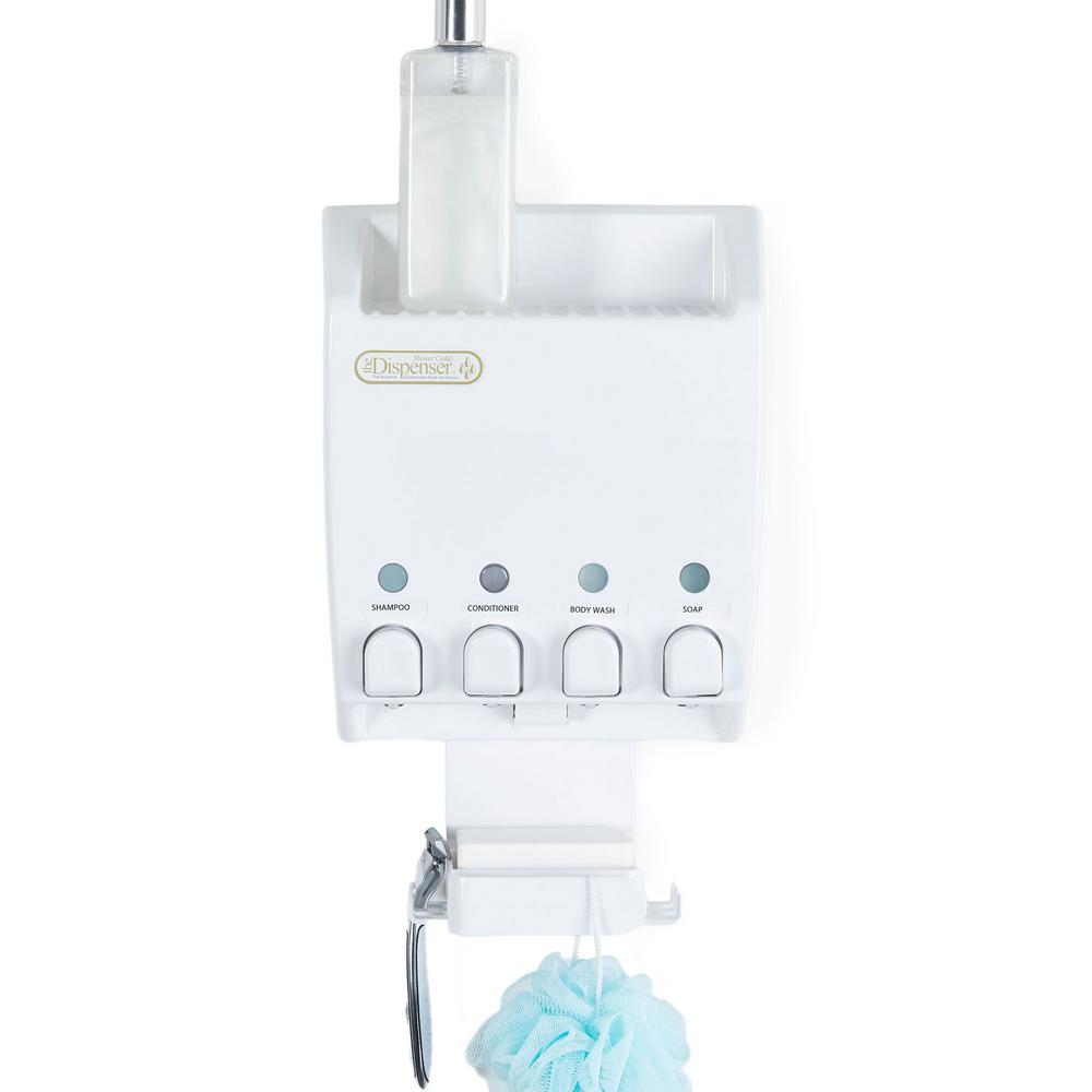 4 Chamber Shower Soap Dispenser In White Tm 32 The Home Depot Ulti Mate Dispenser Shower Caddy In White