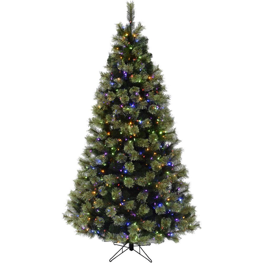 Christmas Time 6.5 ft. LED Vermont Pine Green Christmas Tree with Multi