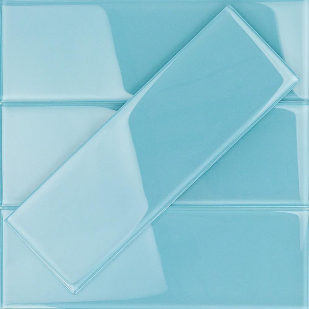 Ivy Hill Tile Contempo 4 in. x 12 in. x 8 mm Turquoise Polished Glass