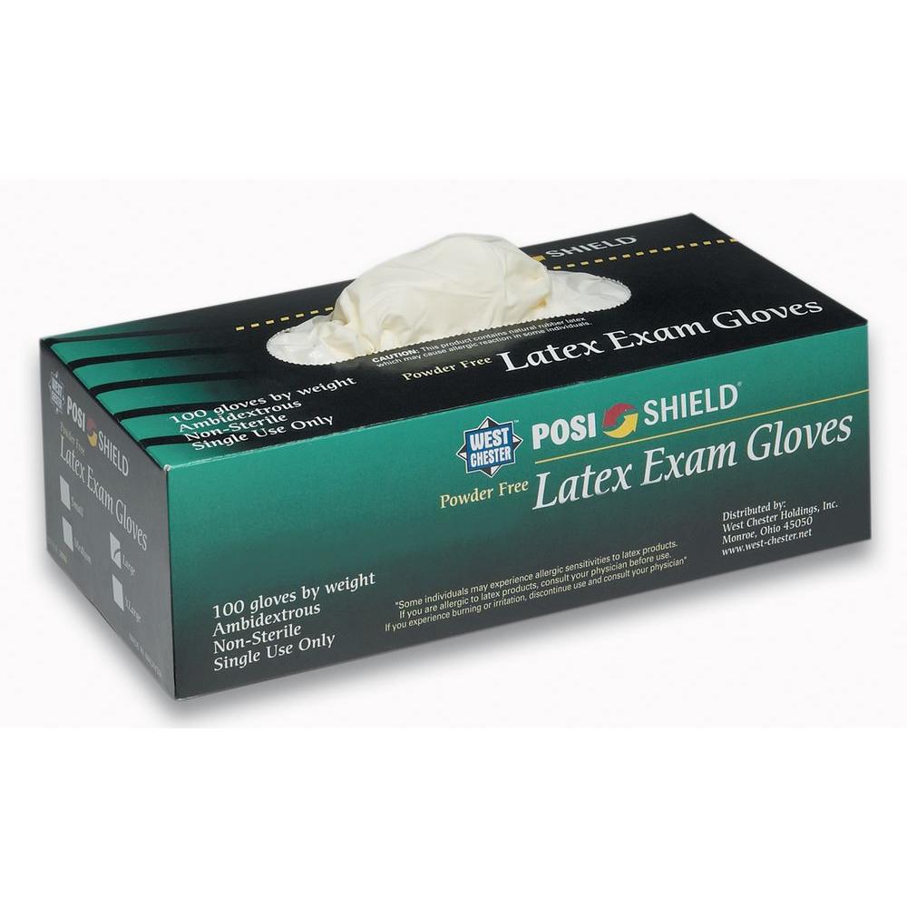West Chester Box Industrial Grade Powder Free Latex Gloves 100-Count-Large by West Chester