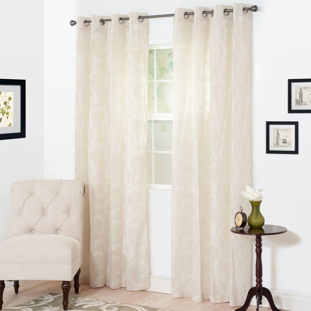 Lavish Home Semi Opaque Andrea White Polyester Grommet Curtain