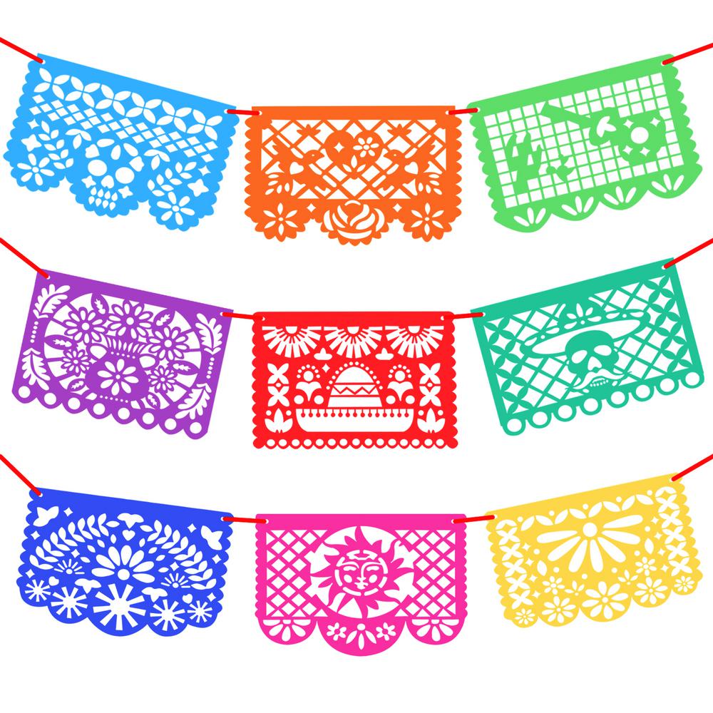 ANLEY 12 in. x 17 in. Mexicano Fiesta Papel Picado - Mexican Festival ...