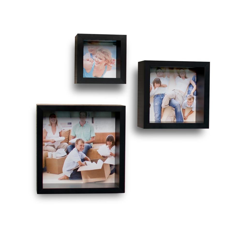 Danya B 9 In X Black Photo Frame Wall Cube Shelf Set Of Black Photo Frame Wall Cube Shelf Set
