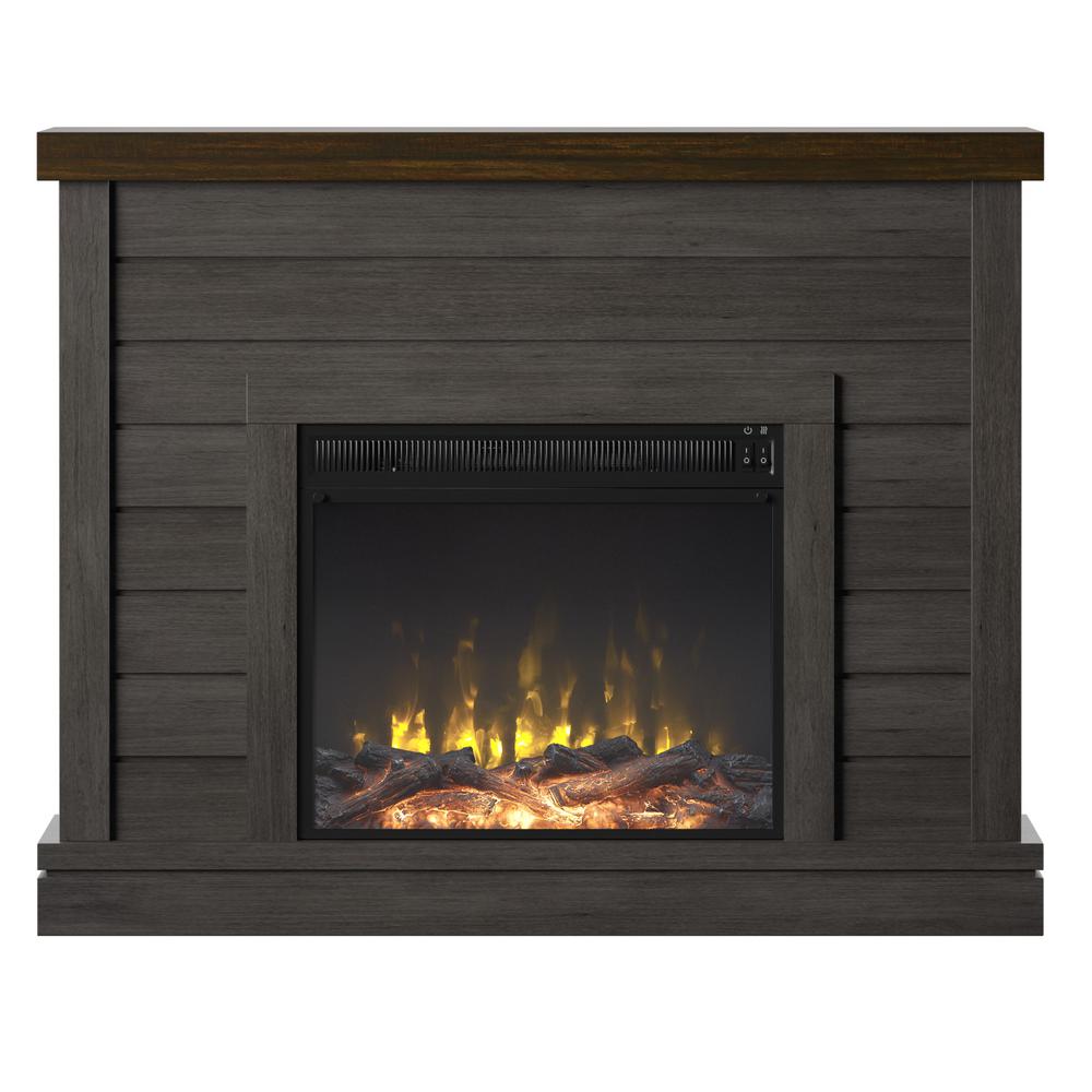 Twin Star Home 47.38 in. Wall Mantel Electric Fireplace in Weathered Gray