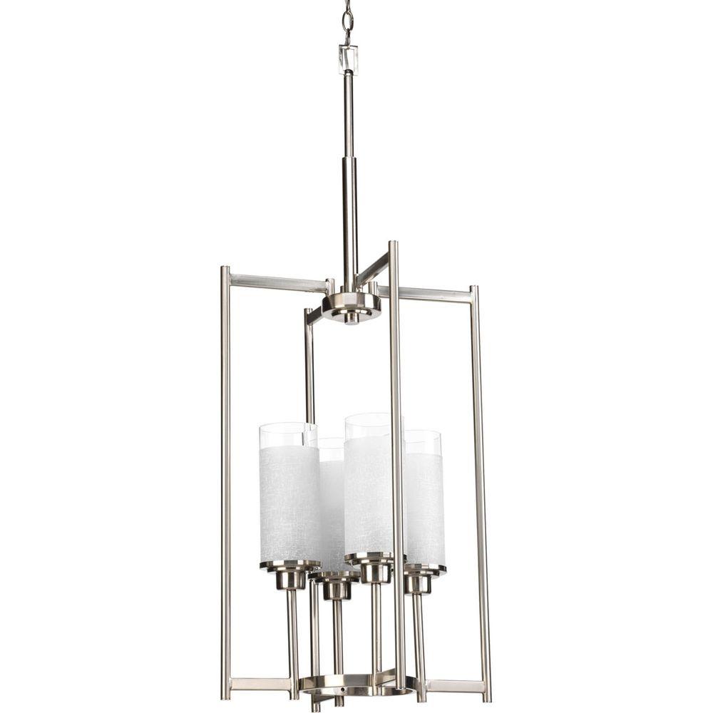 Nickel White Progress Lighting Pendant Lights The Alexa Collection 4 Light Brushed Nickel