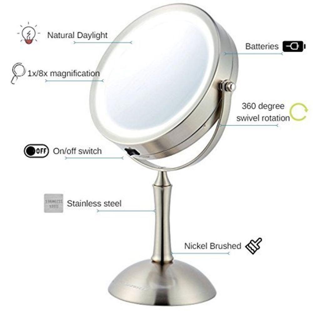 Ovente Lighted Makeup Mirror Cool Led Lighting Illuminated