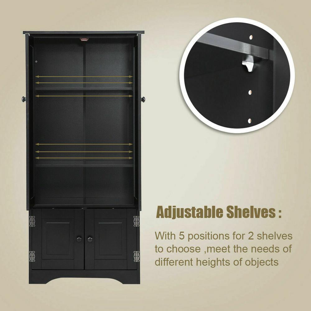 Costway Accent Black Storage Cabinet Adjule Shelves Antique 2 Costway Accent Black Storage Cabinet