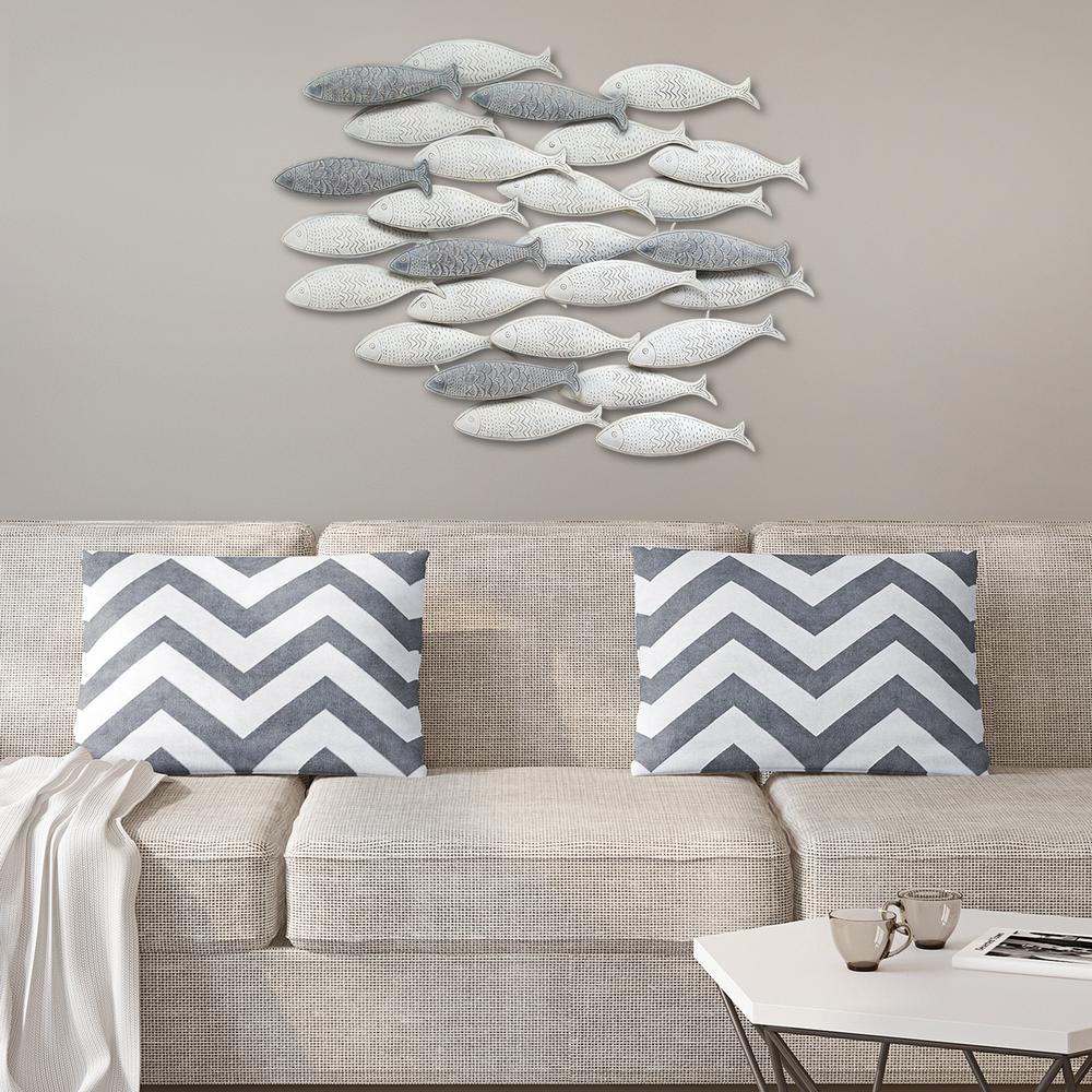 Stratton Home Decor Grey Metal School of fish Wall Decor ...