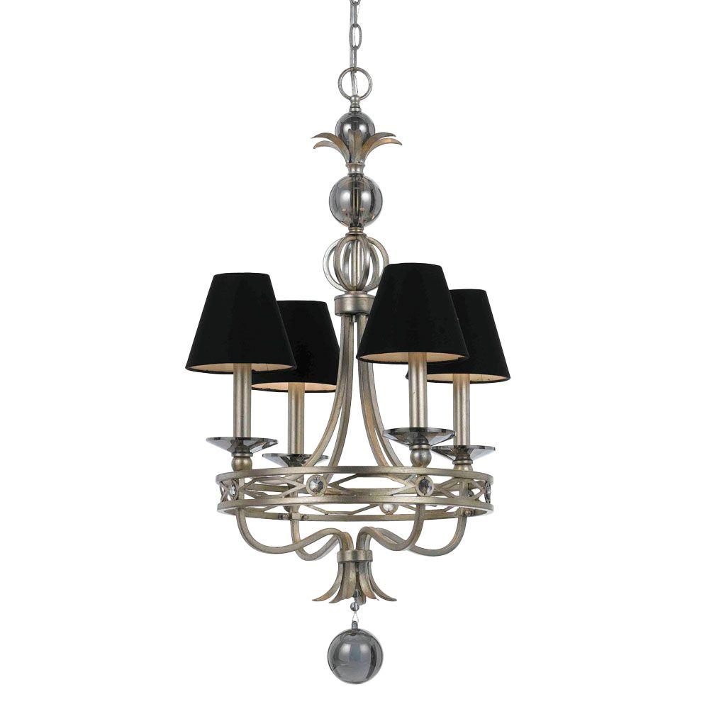 Bel Air Lighting Cabernet Collection 4 Light Black Chandelier 9014 Cirque 4 Light Silver Glint Chandelier With Black Shade