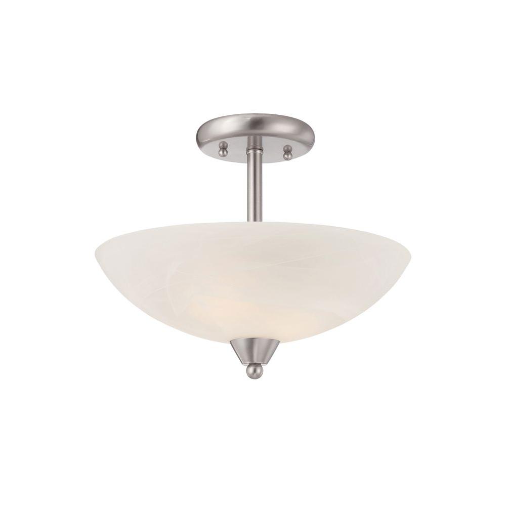Semi Flush Mount Lighting Lights The Home Torino 2 Light Brushed Nickel Semi Flush Mount