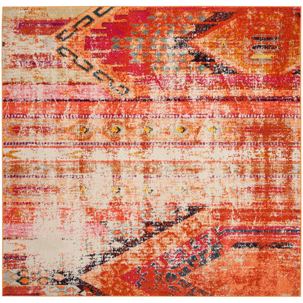 Orange Square Area Rugs The Home Depot Monaco Orange Multi 5 Ft X Square Area Rug
