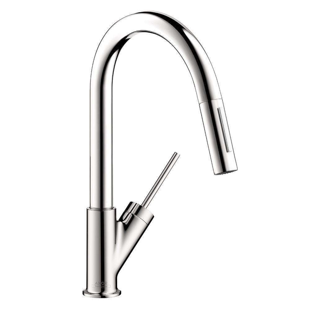 Hansgrohe Axor Starck Prep Single Handle Pull Down Sprayer Kitchen Faucet In Chrome 10824001 The Home Depot