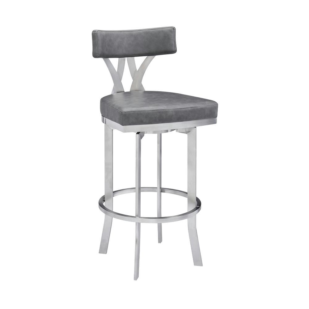 Armen Living Madrid Contemporary 26 In Counter Height Bar Stool In Brushed Stainless Steel And 1085