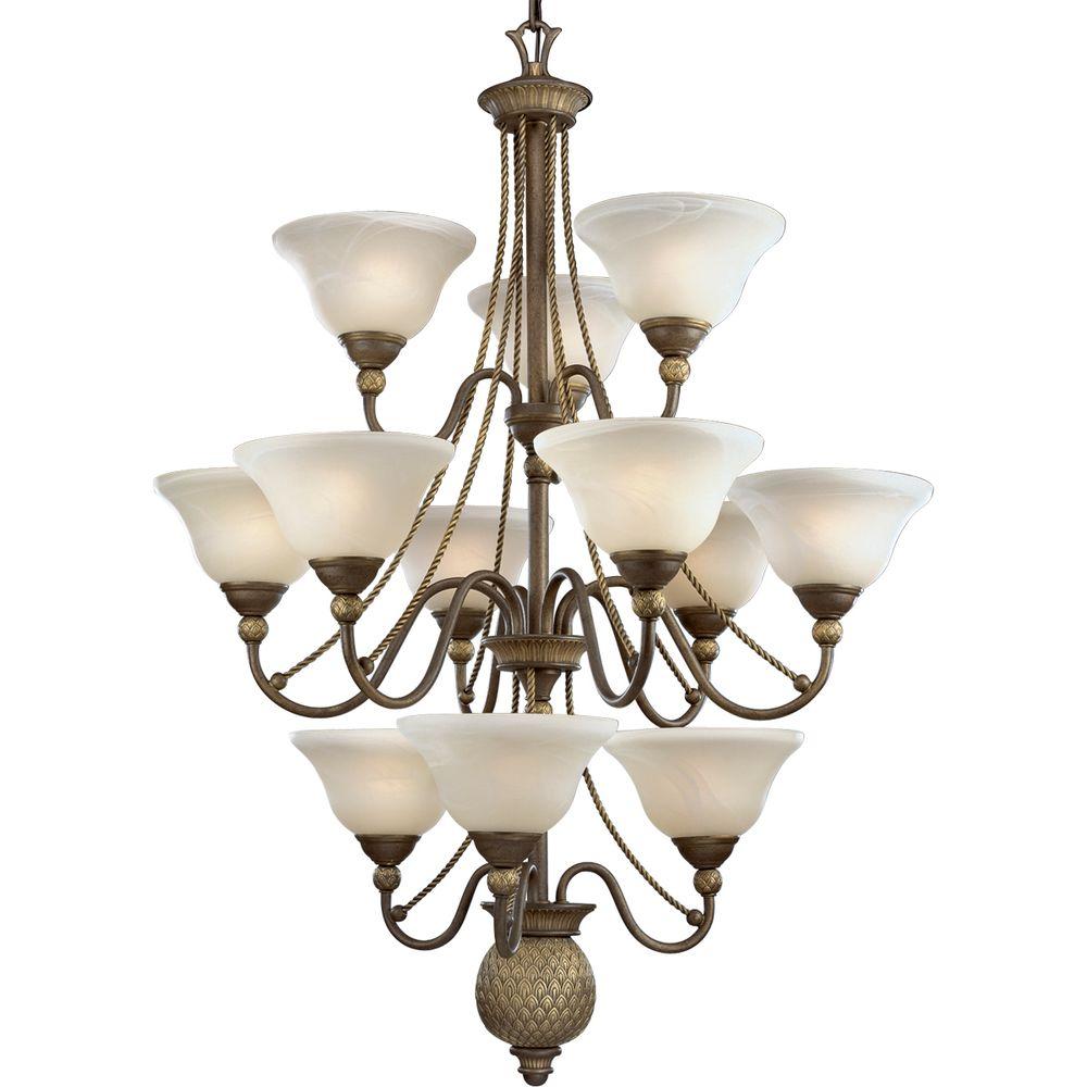 Progress Lighting Savannah Collection 12 Light Burnished Chestnut Progress Lighting Savannah Collection