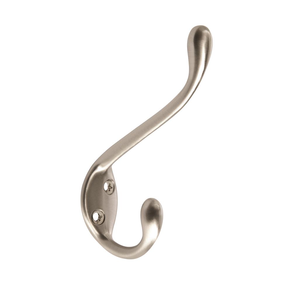 Amerock Large 4-7/16 in. Satin Nickel Coat and Hat Hook-H55451G10 - The ...