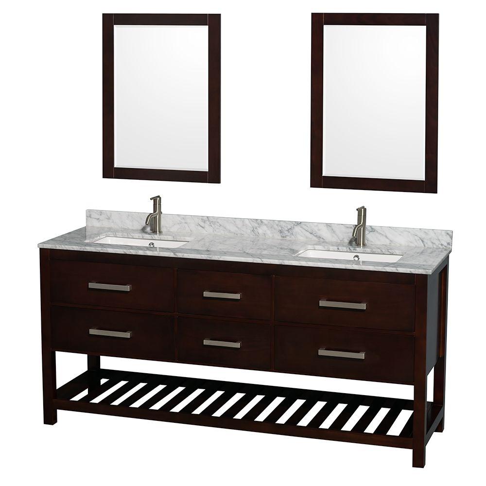 Wyndham Collection Natalie 72 inch Double Vanity in Espresso with Marble Vanity... by Wyndham Collection