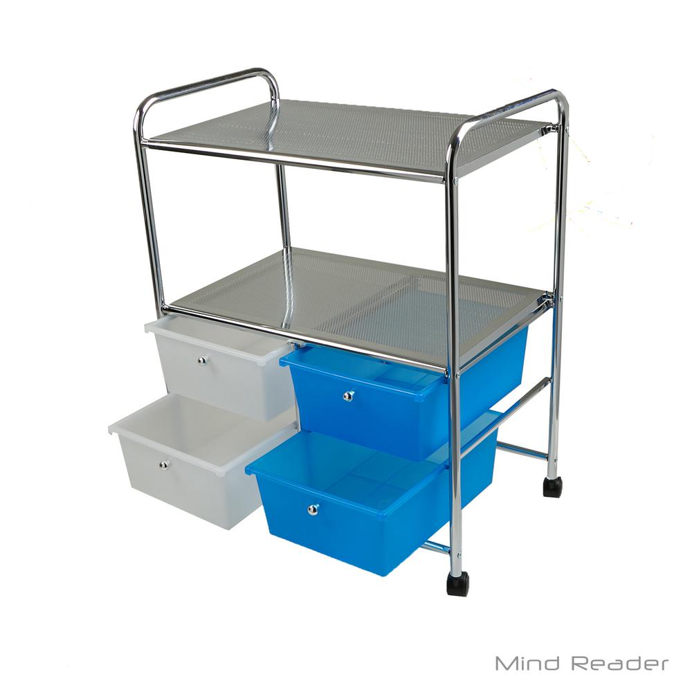 Mind Reader Double Shelf Metal 4 Wheeled Storage Drawer Cart With Mind Reader Double Shelf Metal 4 Wheeled Storage Drawer Cart With Drawers In