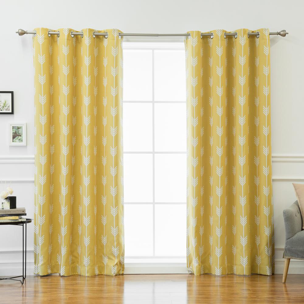 Best Home Fashion 96 in. L Arrow Room Darkening Curtains in Yellow (2