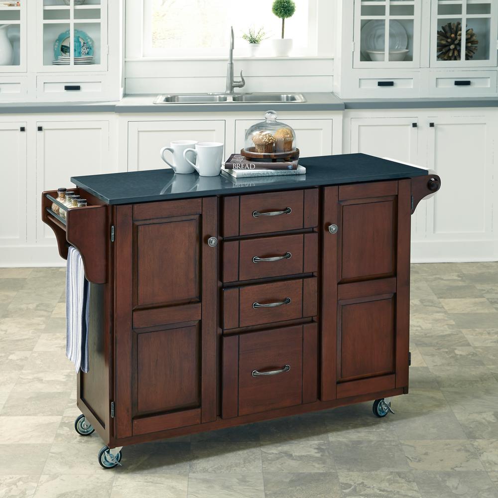 Home Styles Create a Cart  Cherry Kitchen  Cart  With Quartz  