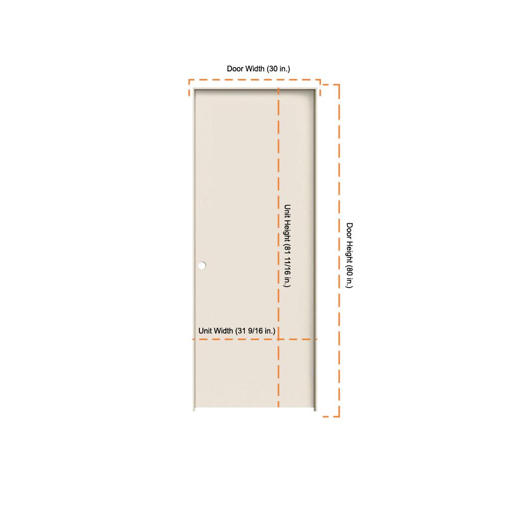 Jeld Wen 30 In X 80 In Primed Right Hand Flush Hardboard Single