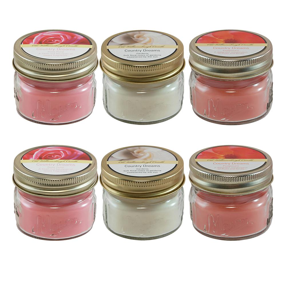 Lumabase Scented Candles Floral Collection in 3 oz. Glass Mason Jars