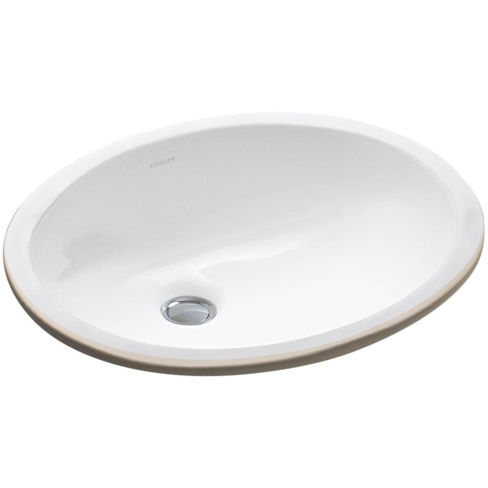 KOHLER Caxton Vitreous China Undermount Bathroom Sink in White with Overflow DrainK22090 