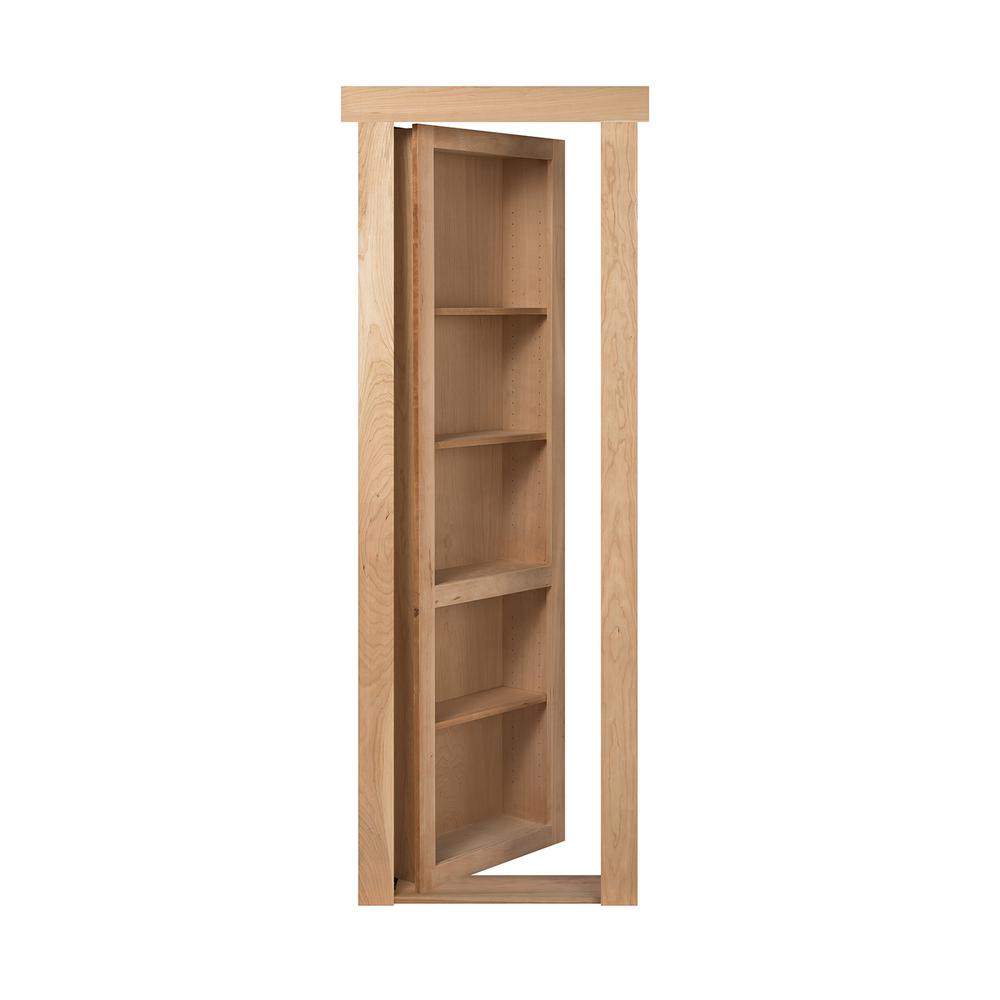 The Murphy Door 32 In X 80 In Flush Mount Assembled Cherry Unfinished Left Hand Inswing Solid Core Interior Bookcase Door