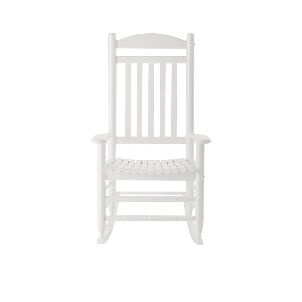 Hampton Bay Glossy White Wood Outdoor Rocking Chair-IT-130828W - The