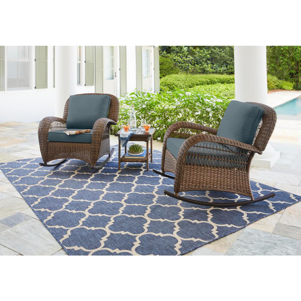 Hampton Bay Frs80812crw Beacon Park Wicker Outdoor Rocking Chair With Toffee Cushions