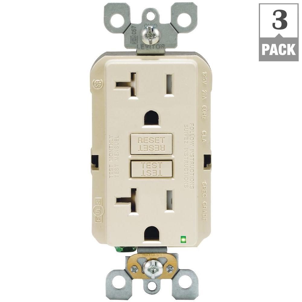 Leviton 20 Amp SmartlockPro Weather/Tamper Resistant GFCI Outlet, Light