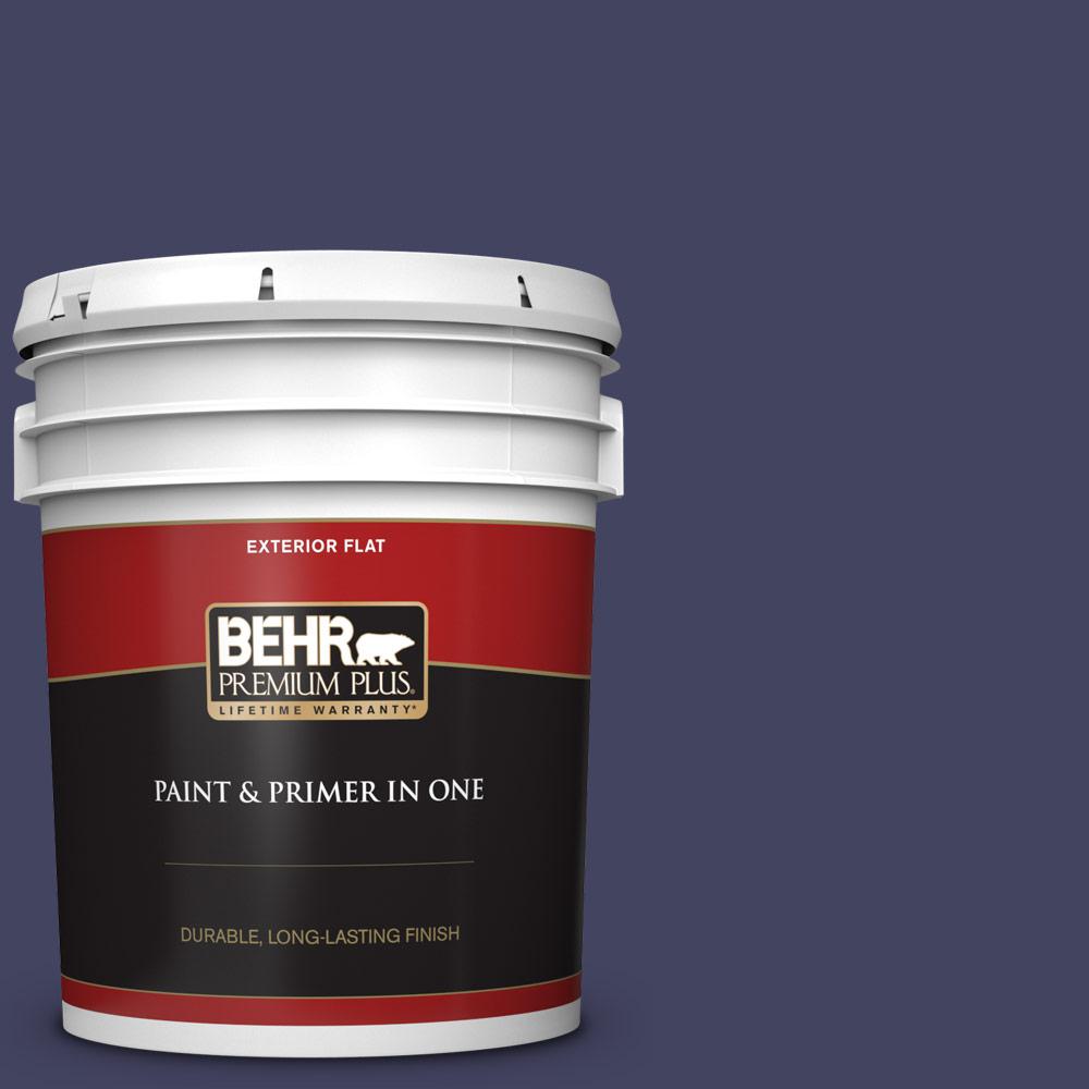BEHR PREMIUM PLUS 5 gal. SH630 Lunar Eclipse Flat Exterior Paint and