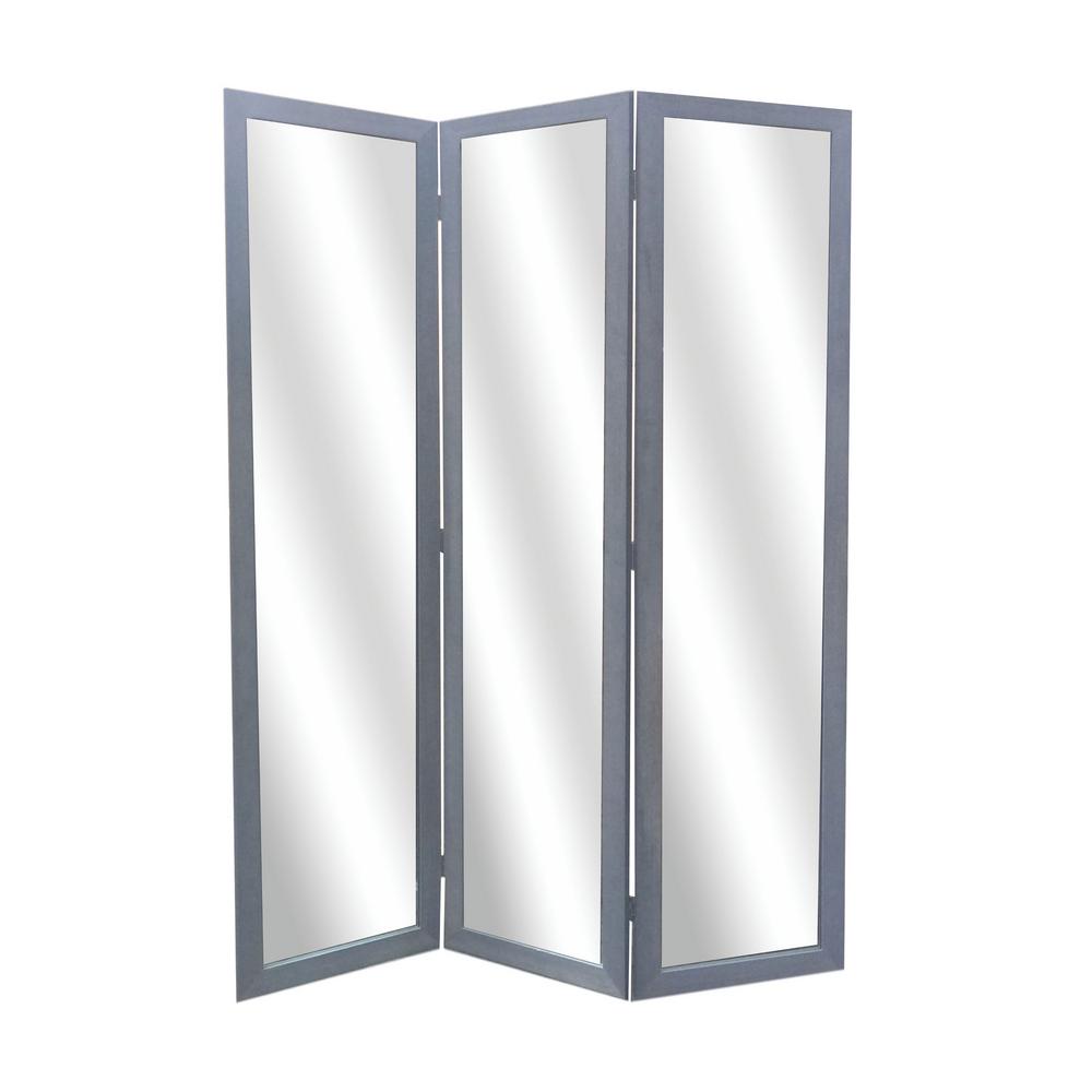 MIRRIOR 5.5 ft. Gray 3Panel Room DividerSG204 The Home Depot