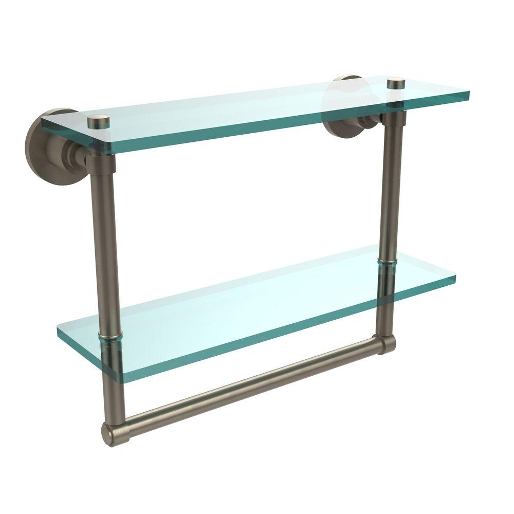 Allied Brass 18-Inch Glass Shelf - Antique Pewter Finish, Bathroom Or Display Shelf