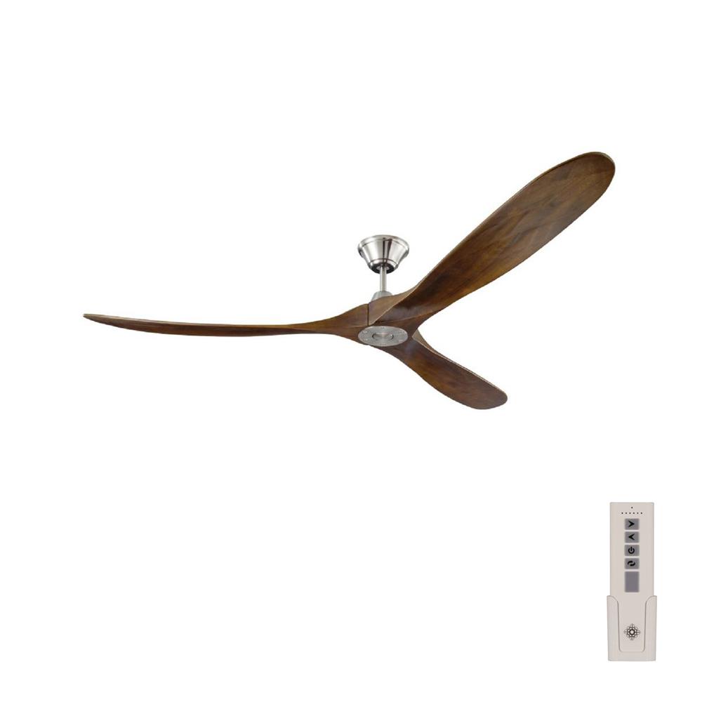 Monte Carlo Maverick Max 70 In Indoor Outdoor Brushed Steel Ceiling Fan With Dark Walnut Blades