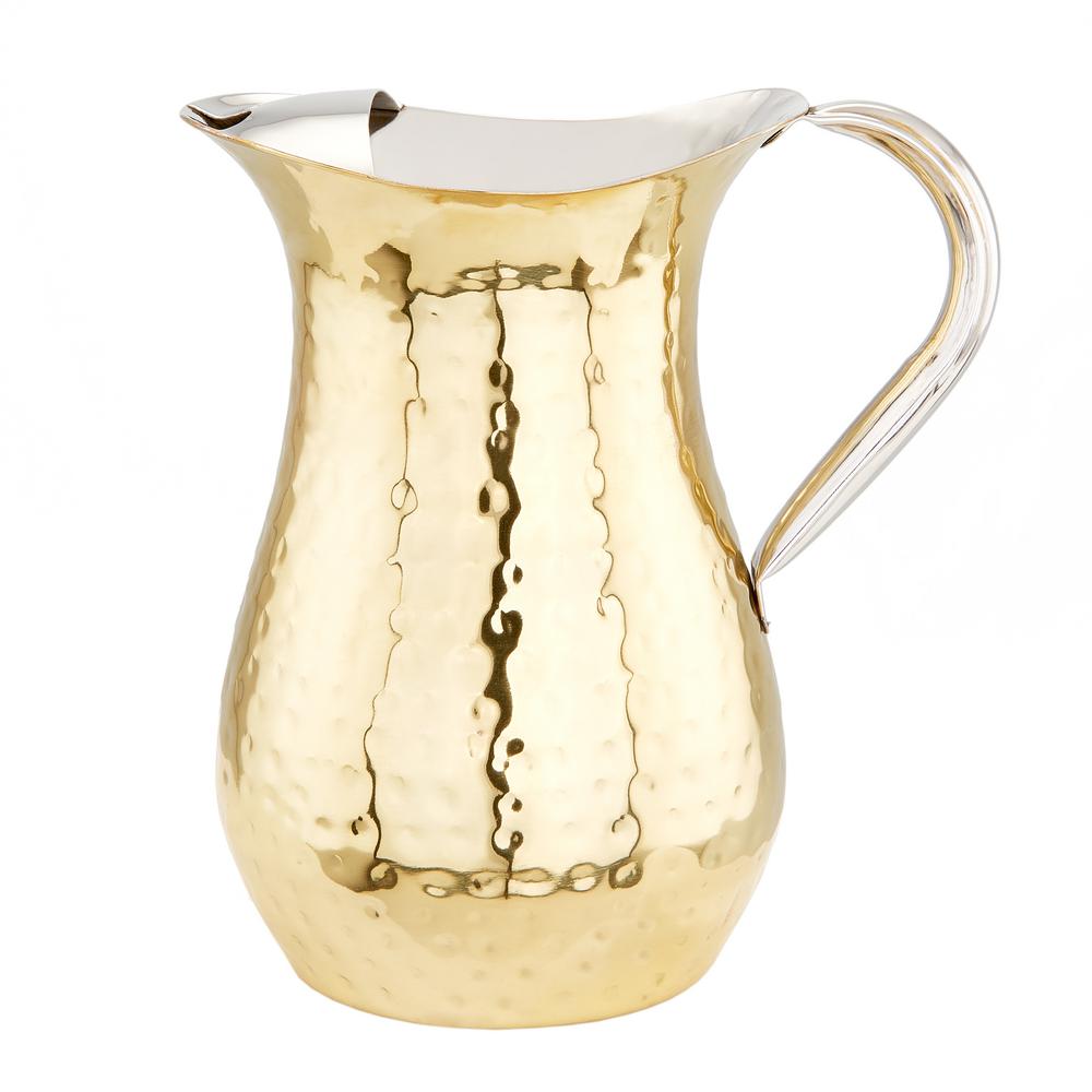 Old Dutch 1 Qt Hammered Champagne Tone Water Pitcher With Ice Guard Old Dutch 1 Qt Hammered Champagne Tone Water Pitcher With Ice Guard