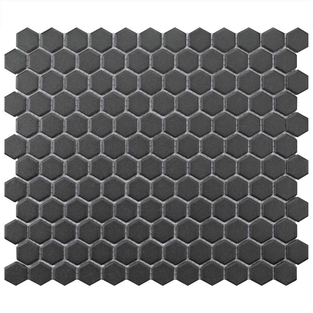 Gotham Hex Black 10-1/4 in. x 11-3/4 in. x 5mm Porcelain Unglazed Mosaic Tile (8.56 sq. ft. / Case)