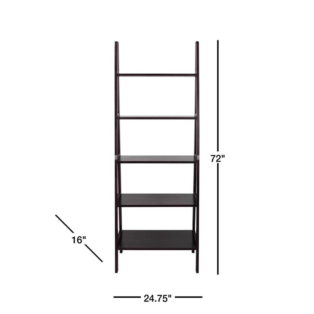 Casual Home 72 In Espresso Wood 5 Shelf Ladder Bookcase With Open Back 176 53 The Home Depot