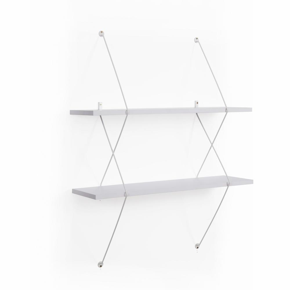 DANYA B 37 In. X 32 In. White Laminated Rectangular Floating Wall Shelf ...