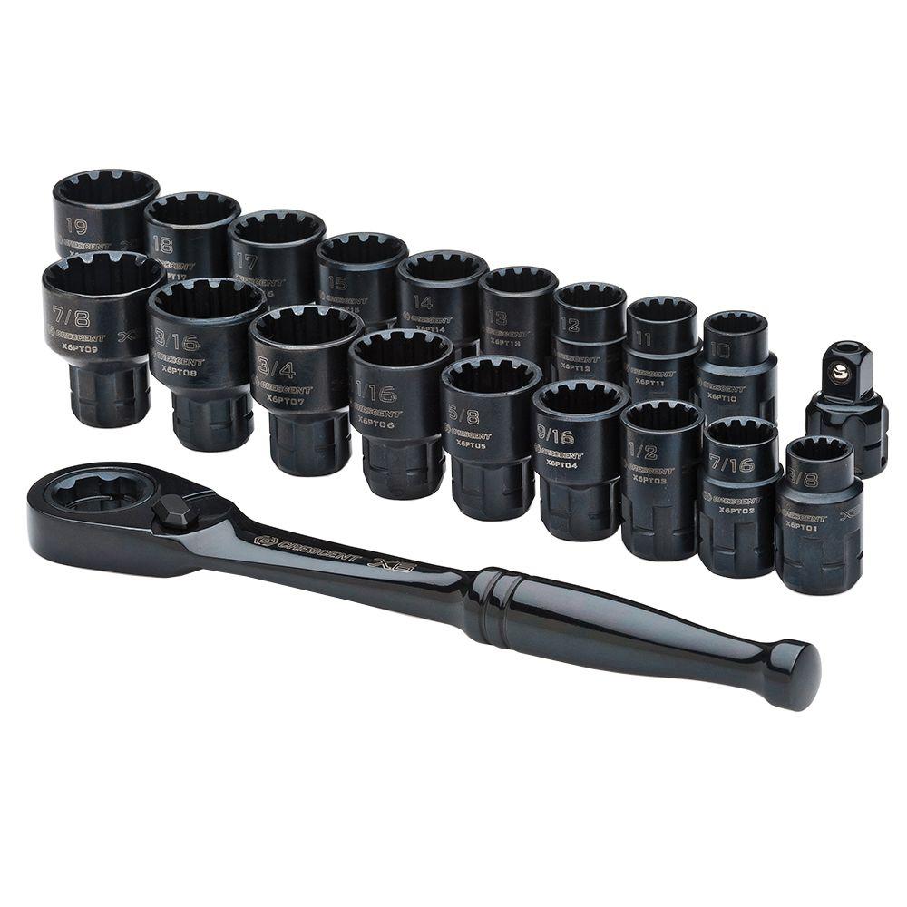 Crescent Pass-Thru Ratchet & SAE and MM Socket Set (20 