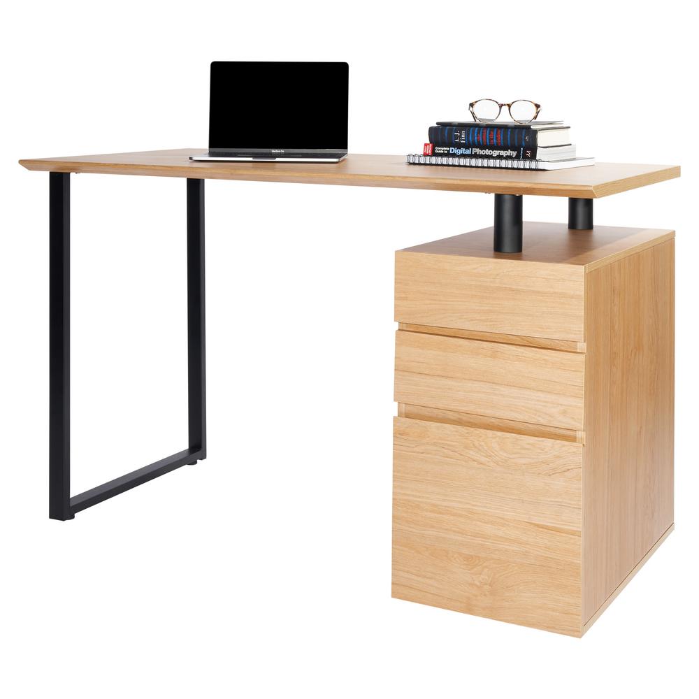 Techni Mobili 47 In Rectangular Pine Black 3 Drawer Computer Desk With File Storage Rta 1305 Pn The Home Depot
