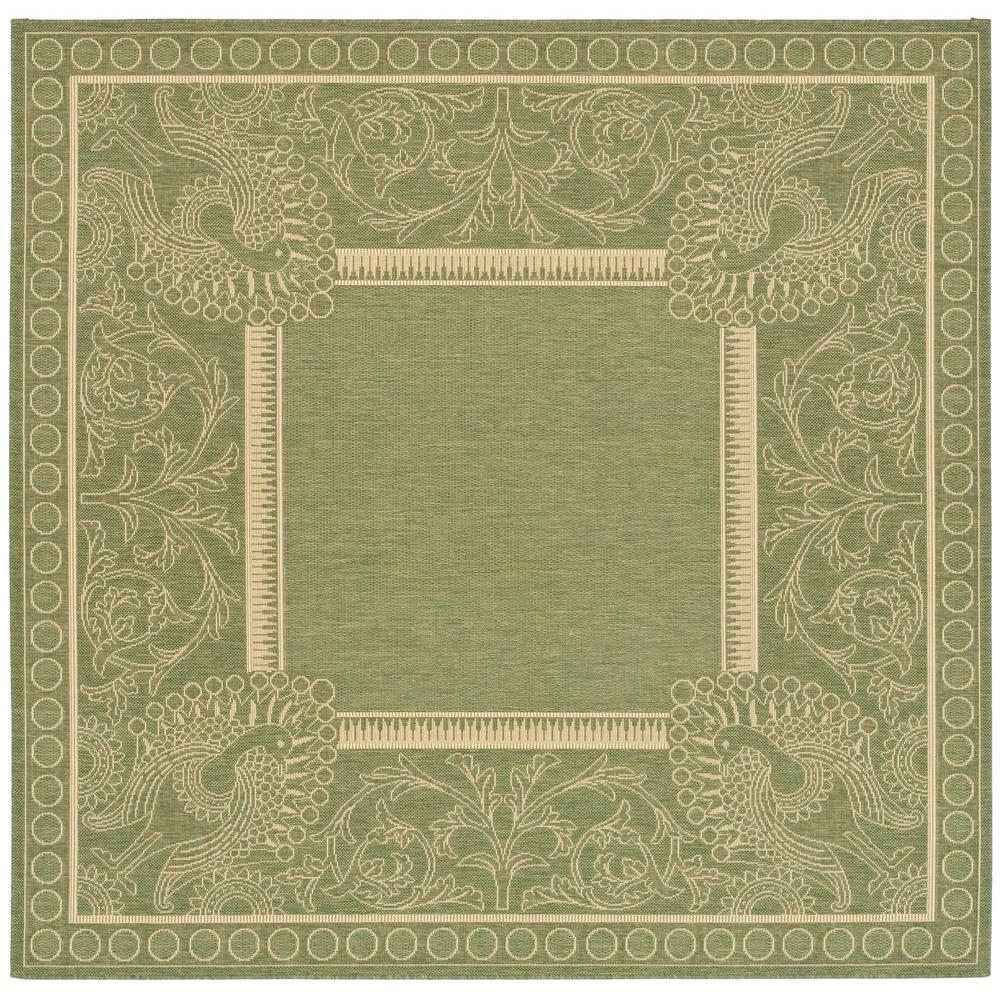 Green Border Outdoor Rugs The Home Depot Courtyard Olive Natural 8 Ft X Indoor Outdoor Square Area